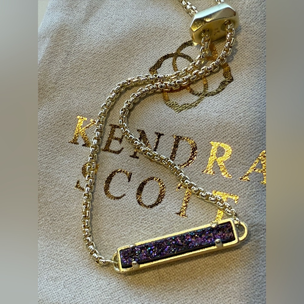 KENDRA SCOTT Stan Bar Bracelet in Gold/Multi Drusy w/ Jewelry Pouch - Picture 4 of 5